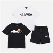 Ellesse Boys Raffele Three Pack Logo T-Shirts And Shorts Set Black/White