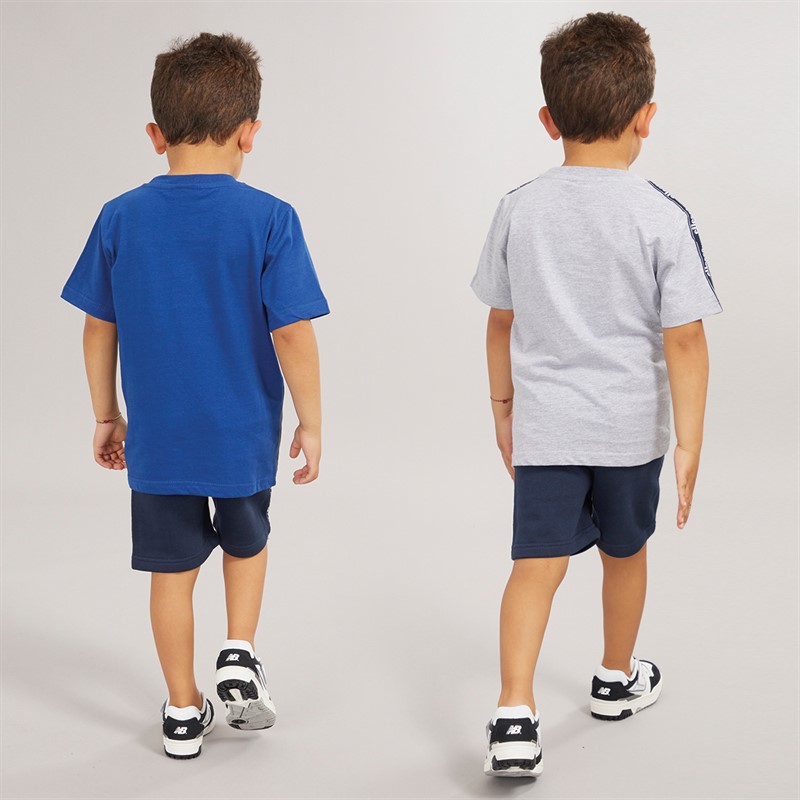 Ellesse Boys Wyatt Three Pack Taped T-Shirts And Shorts Set Navy/Blue/Grey