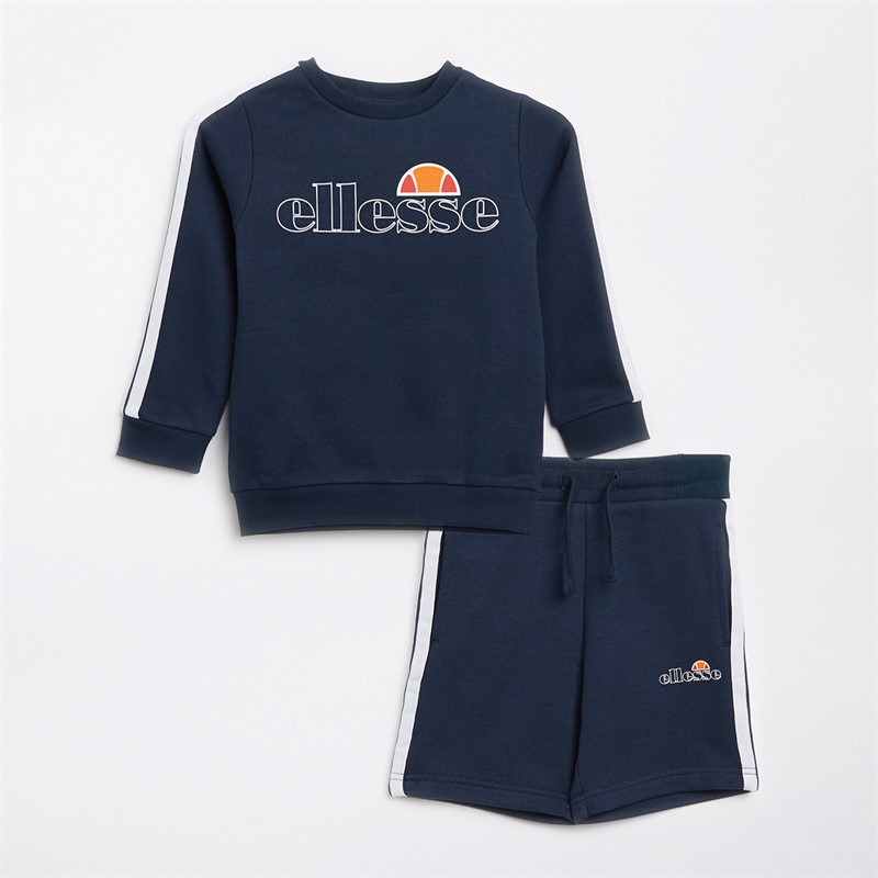 Ellesse Boys Roman Logo Sweatshirt And Shorts Set Navy