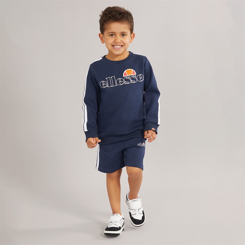Ellesse Boys Roman Logo Sweatshirt And Shorts Set Navy