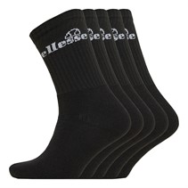 Ellesse Mens Five Pack Crew Socks Black