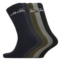 Ellesse Mens Five Pack Crew Socks Navy/Grey/Green/Black