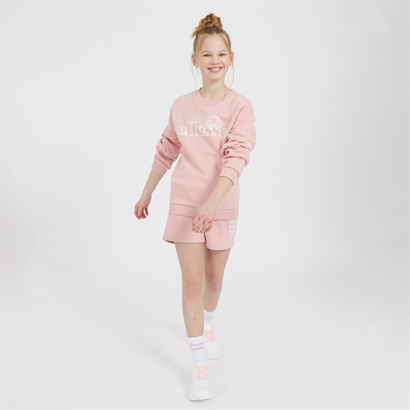 Ellesse Junior Girls Bella Sweatshirt And Shorts Set Pink