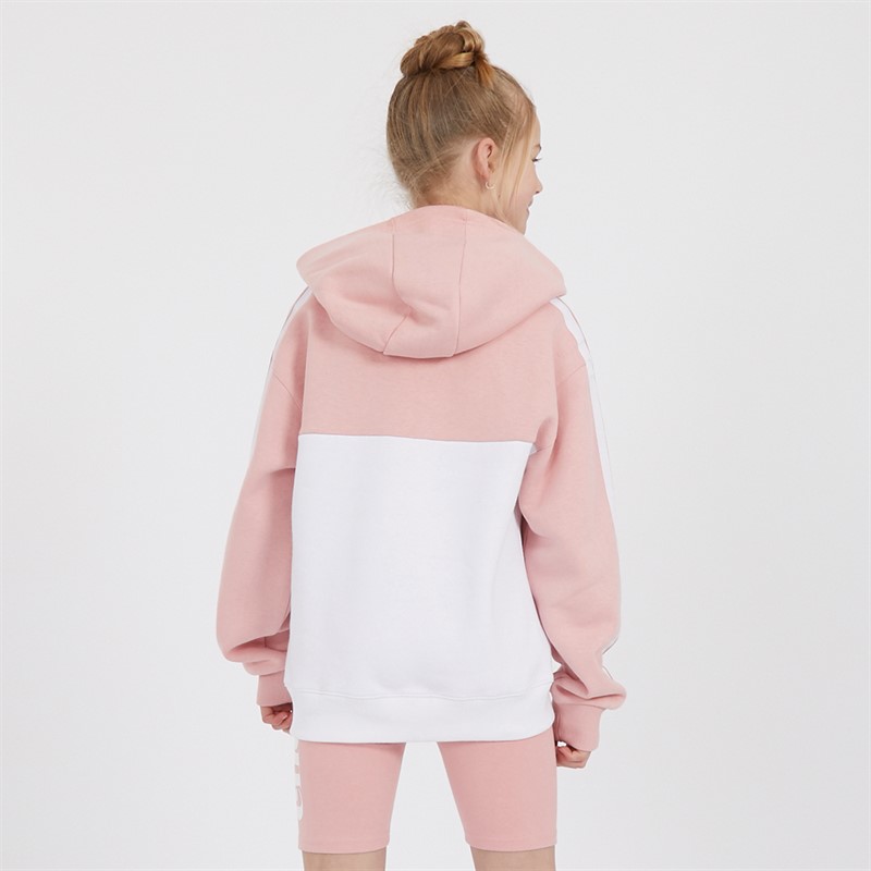 Ellesse Junior Girls Abigail Hoodie And Shorts Set Pink/White