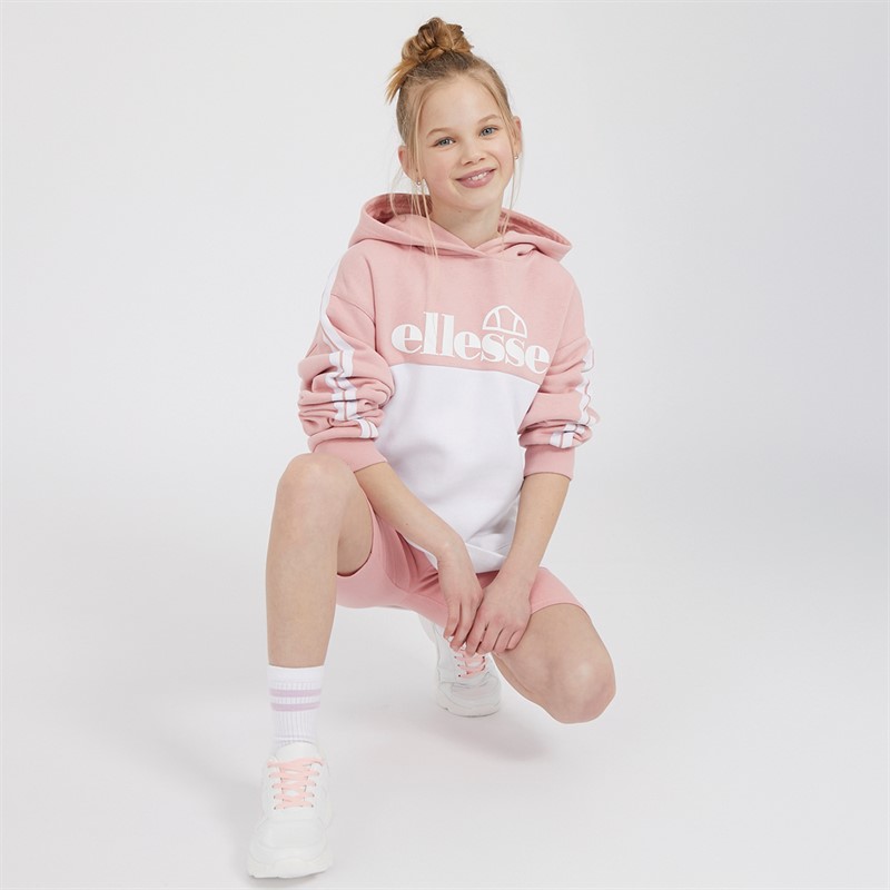 Ellesse Junior Girls Abigail Hoodie And Shorts Set Pink/White
