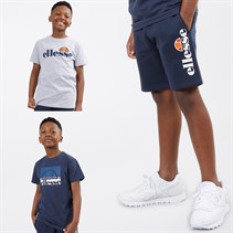 Ellesse Junior Boys Capri Three Pack Logo T-Shirts And Shorts Set Navy/Grey
