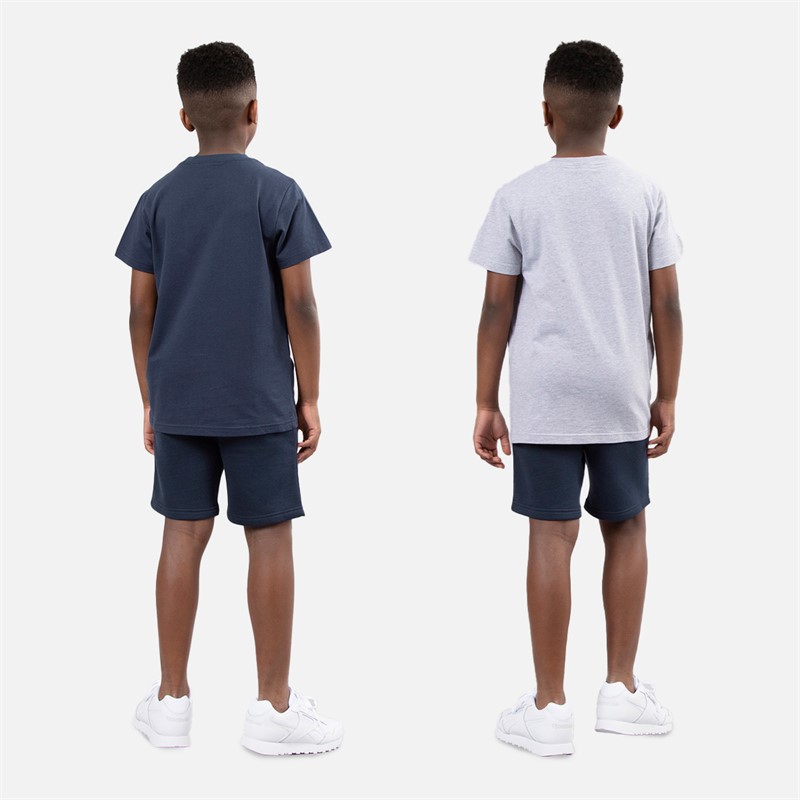 Ellesse Junior Boys Capri Three Pack Logo T-Shirts And Shorts Set Navy/Grey
