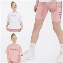 Ellesse Junior Girls Ellen Three Pack T-Shirts And Shorts Set Pink/White