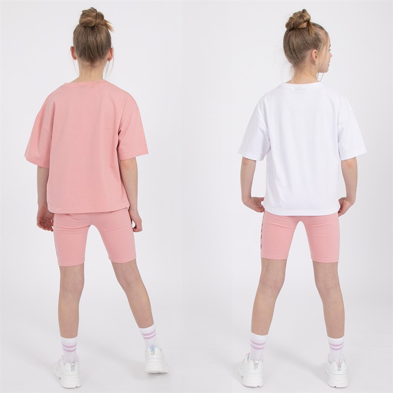 Ellesse Junior Girls Ellen Three Pack T-Shirts And Shorts Set Pink/White