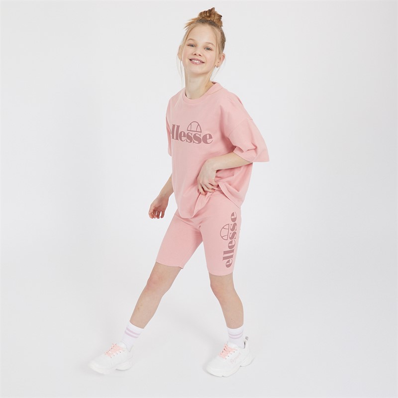 Ellesse Junior Girls Ellen Three Pack T-Shirts And Shorts Set Pink/White