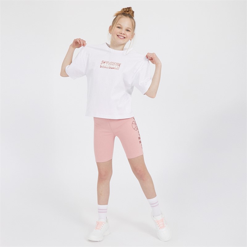 Ellesse Junior Girls Ellen Three Pack T-Shirts And Shorts Set Pink/White