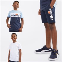 Ellesse Junior Boys Zale Three Pack Logo T-Shirts And Shorts Set Navy/Blue/White