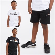 Ellesse Junior Boys Raffele Three Pack Logo T-Shirts And Shorts Set Black/White