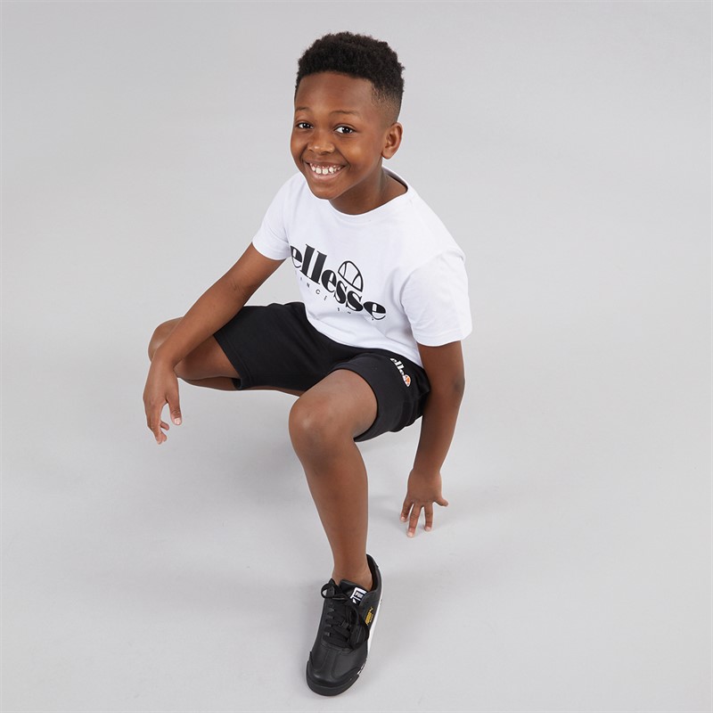 Ellesse Junior Boys Raffele Three Pack Logo T-Shirts And Shorts Set Black/White
