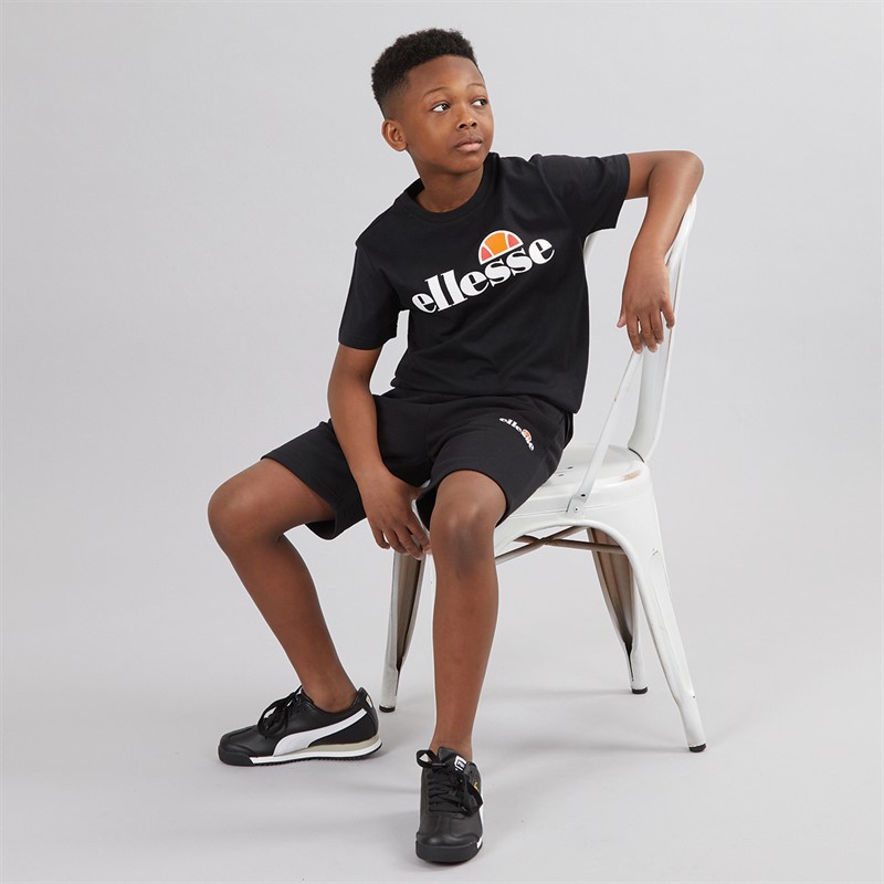 Ellesse Junior Boys Raffele Three Pack Logo T-Shirts And Shorts Set Black/White
