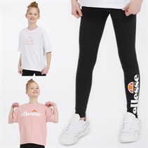 Ellesse Junior Girls Serena Three Pack T-Shirts And Leggings Set Pink/White