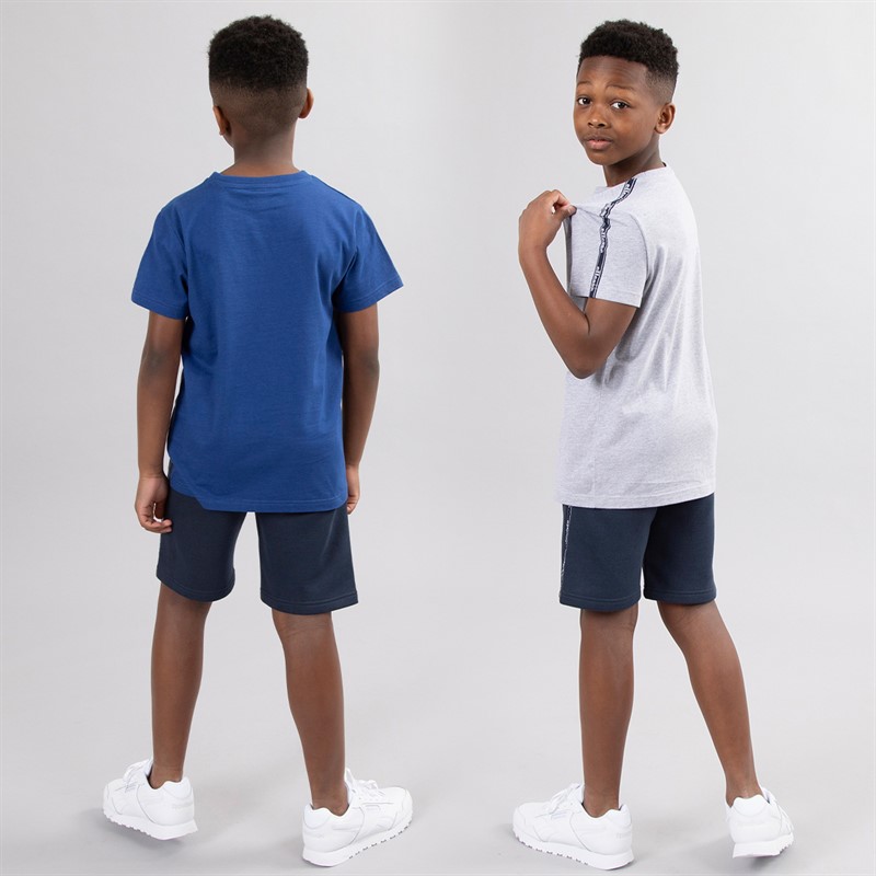 Ellesse Junior Boys Wyatt Three Pack Taped T-Shirts And Shorts Set Navy/Blue/Grey