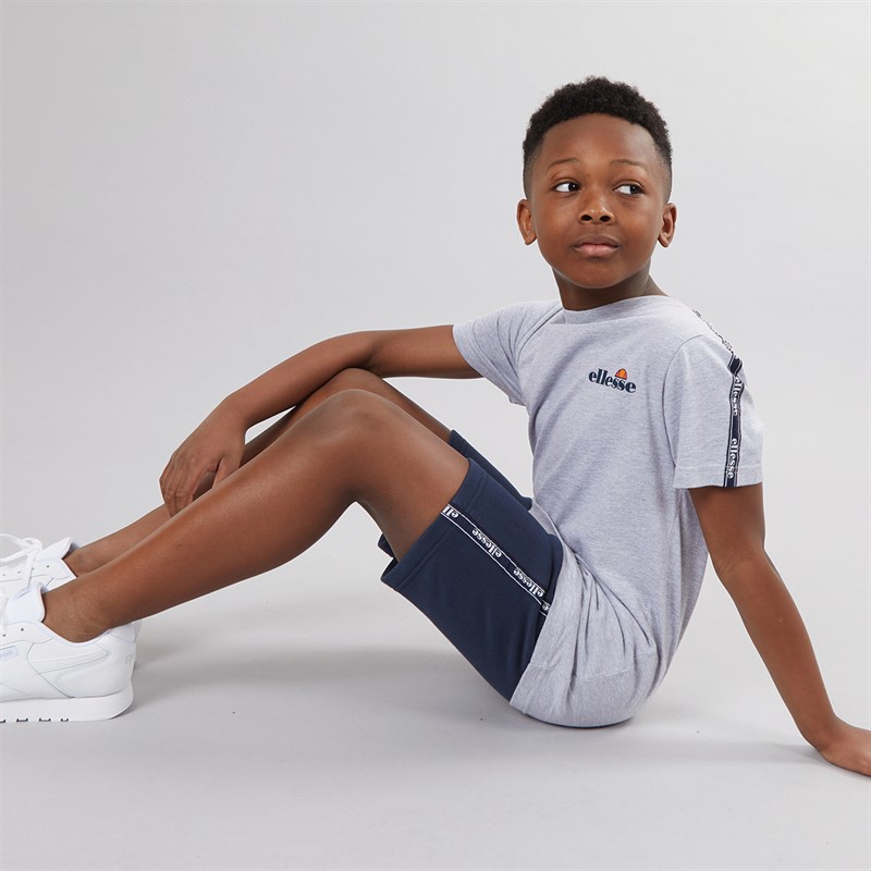 Ellesse Junior Boys Wyatt Three Pack Taped T-Shirts And Shorts Set Navy/Blue/Grey