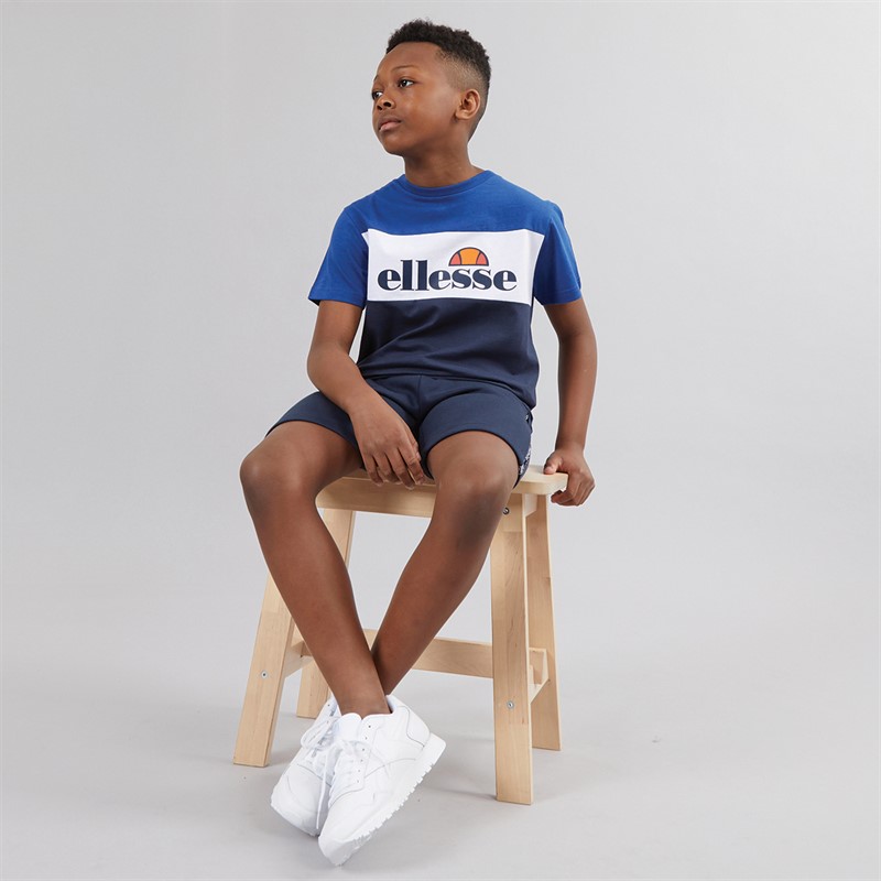 Ellesse Junior Boys Wyatt Three Pack Taped T-Shirts And Shorts Set Navy/Blue/Grey