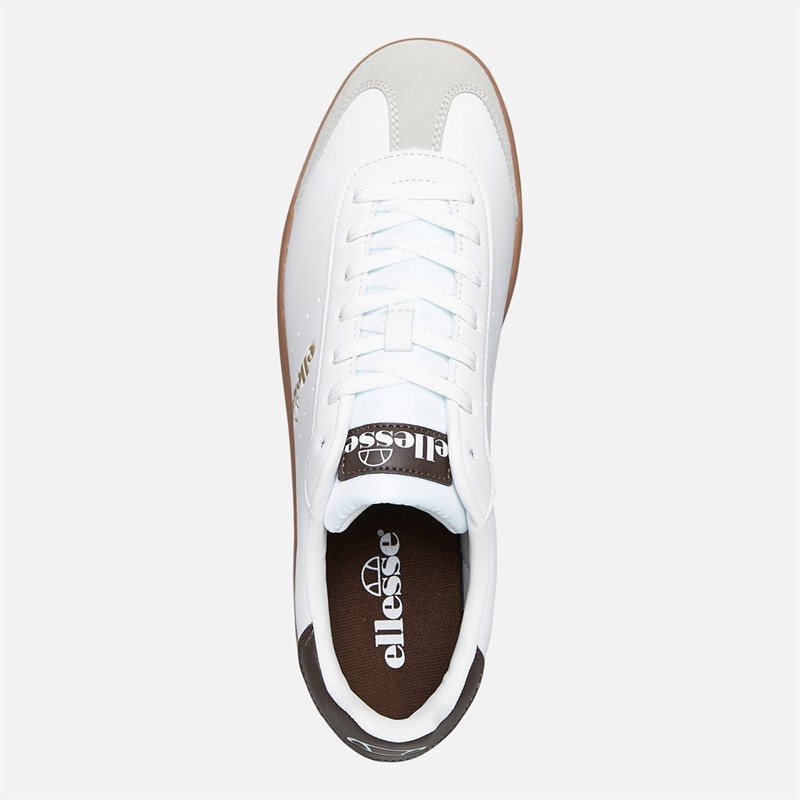 Ellesse Mens Sarvini Cupsole Trainers White/Dark Brown