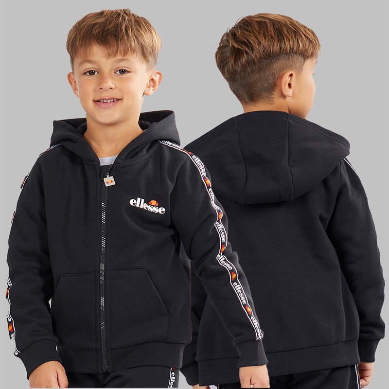 Ellesse Junge Dominic Hoodie T Shirt Und Jogginghose Set Schwarz/Grau