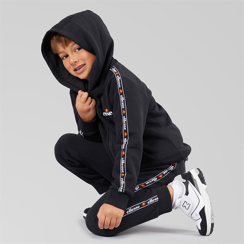 Ellesse Junge Dominic Hoodie T Shirt Und Jogginghose Set Schwarz/Grau