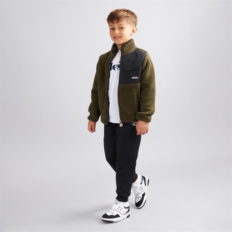Ellesse Boys Demetrius Sherpa Jacket And Joggers Khaki