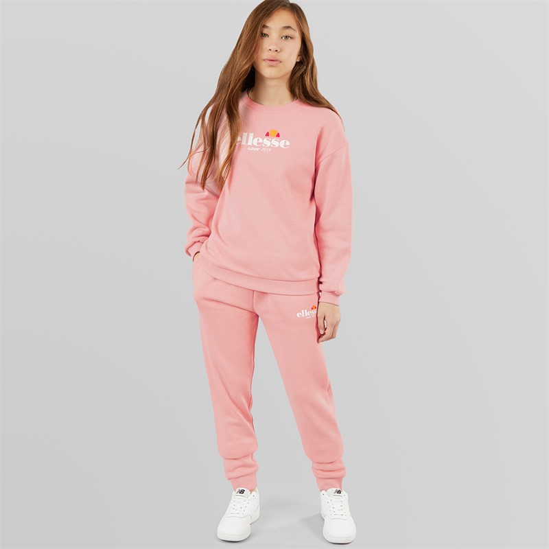 Ellesse Junior Girls Paige Sweatshirt And Joggers Pink - Size 12/13Y