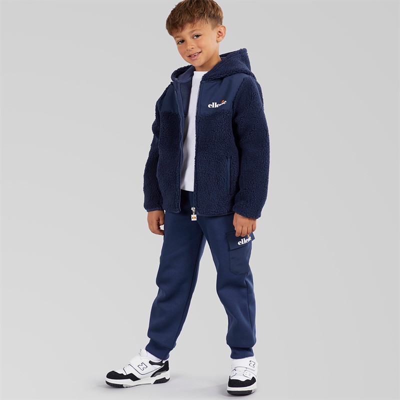 Ellesse Boys Enrique Sherpa Hooded Jacket And Joggers Navy - Size 6/7Y