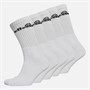 Ellesse Mens Five Pack Sports Crew Socks White/Black