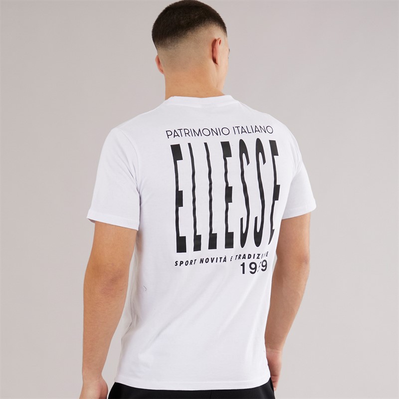 Ellesse Herren Retanna Rücken Logo T Shirt Weiß/Schwarz