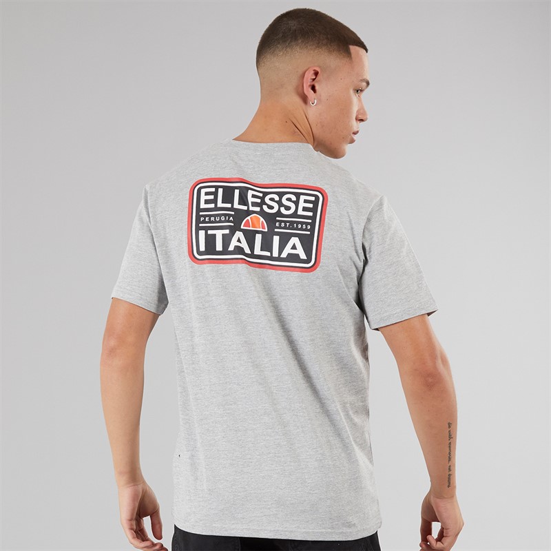 Ellesse Herren Benzina Heritage Rück Logo T Shirt Grey Marl