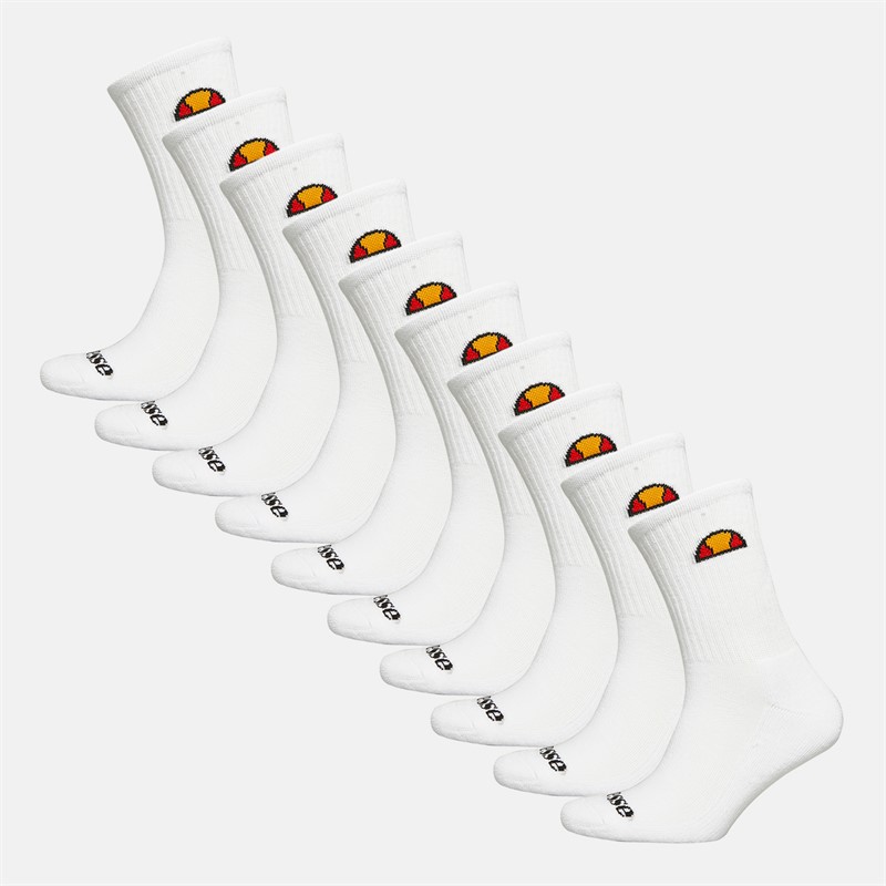 Ellesse Ten Pack Crew Socks White - Size 3