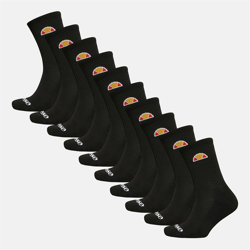 Ellesse Zehner Packung Crew Socken Schwarz