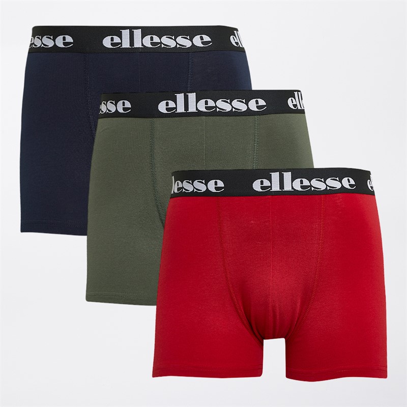 Ellesse Herren 3er-Pack Boxershorts Marineblau / Rot / Khaki
