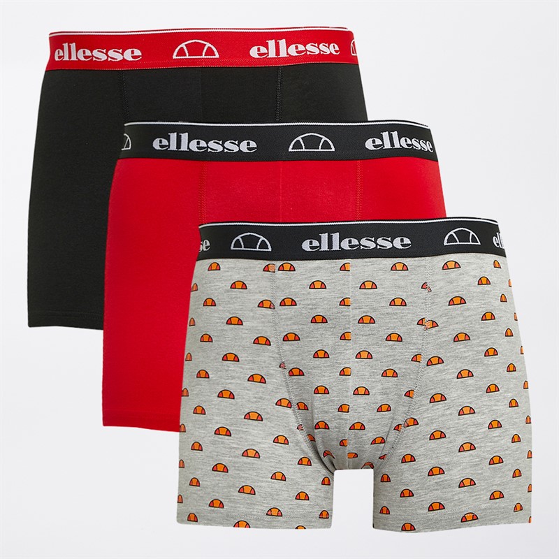 Ellesse lot de Trois Boxers Homme Noir/Gris/Rouge