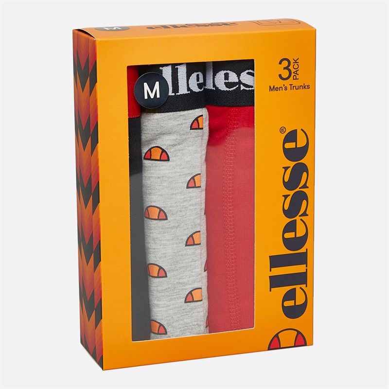 Ellesse lot de Trois Boxers Homme Noir/Gris/Rouge