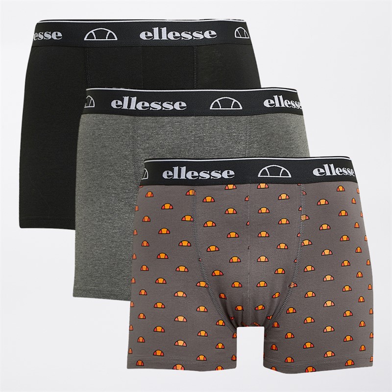 Ellesse Herren 3er-Pack Boxershorts Schwarz / Anthrazit / Rot