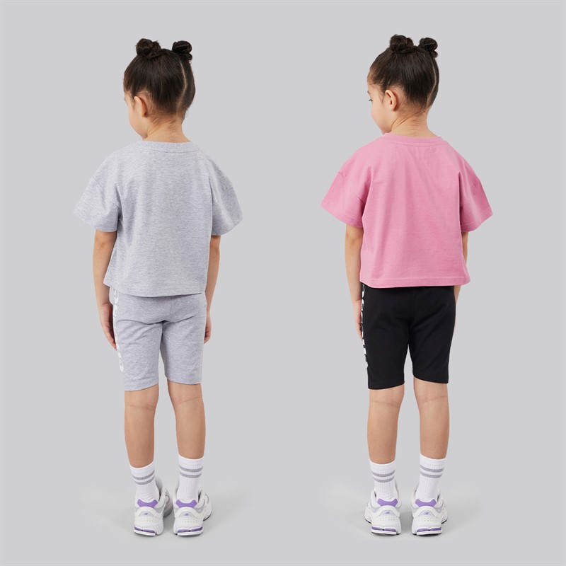 Ellesse Girls Carmela Logo T-Shirts And Shorts Four Piece Set Grey Marl 112