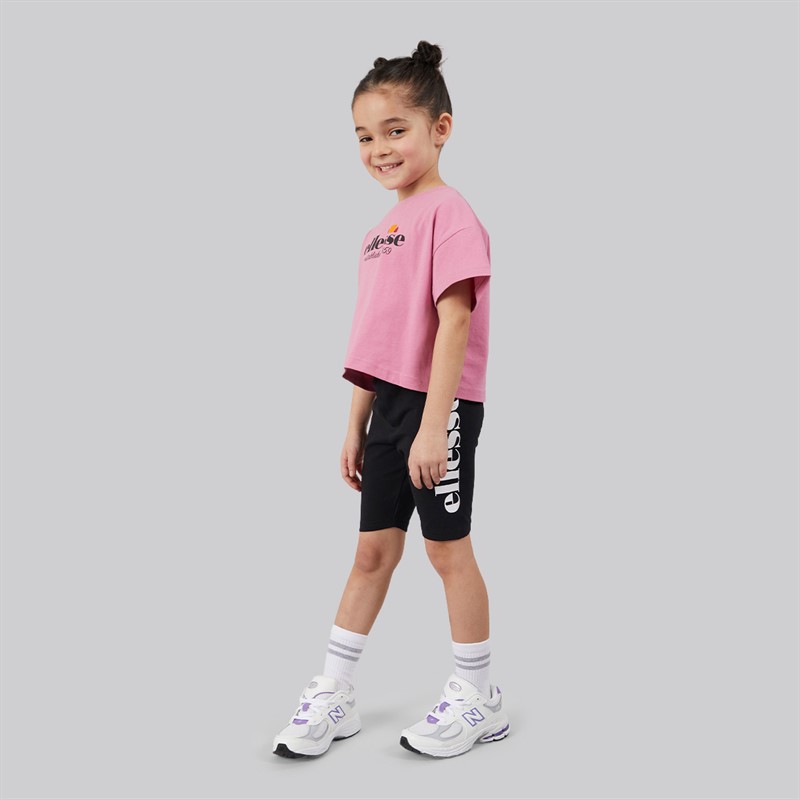 Ellesse Girls Carmela Logo T-Shirts And Shorts Four Piece Set Grey Marl 112