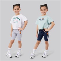Ellesse Girls Ottavia Logo T-Shirts And Shorts Four Piece Set Light Green 511