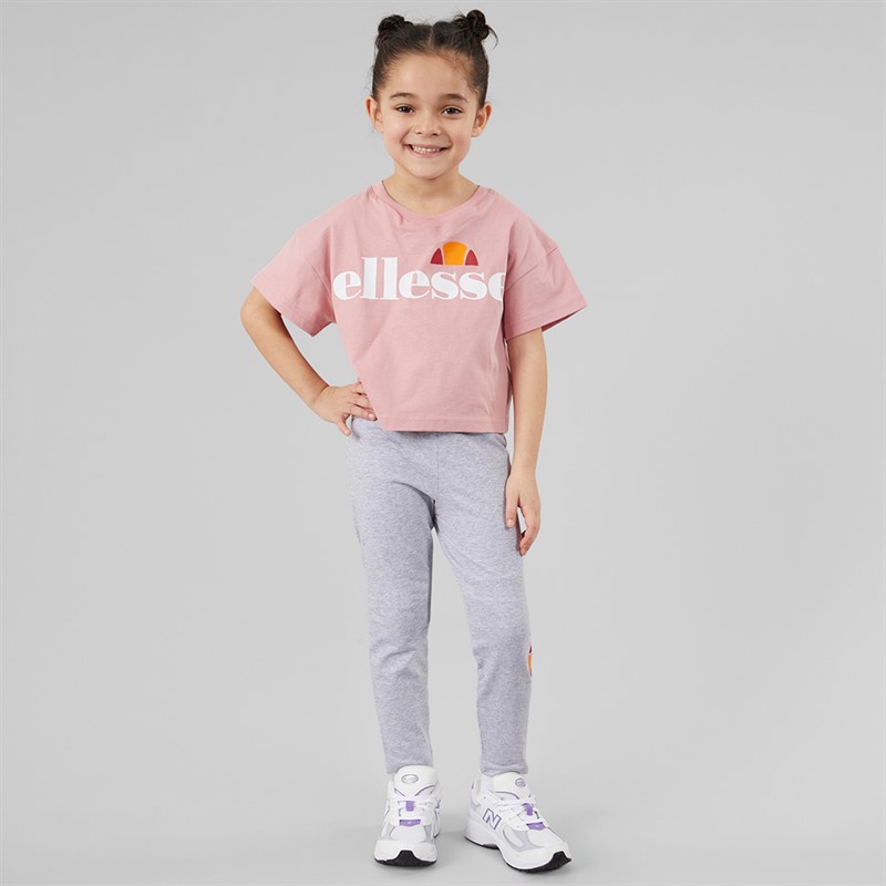 Ellesse Girls Violetta Logo T-Shirts And Leggings Four Piece Set Pink 814
