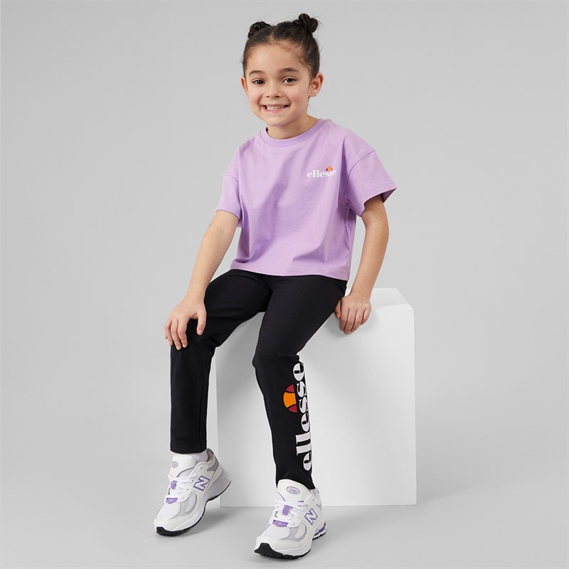 Ellesse Girls Serafina Logo T-Shirts And Leggings Four Piece Set Light Purple 302