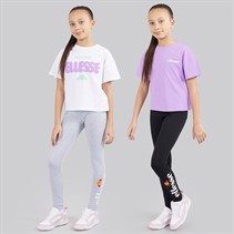 Ellesse Junior Girls Serafina Logo T-Shirts And Leggings Four Piece Set Light Purple 302