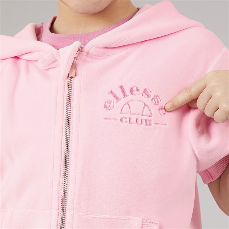 Ellesse Girls Valentina Velour Hoodie And Shorts Set Light Pink 808