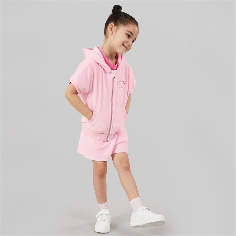 Ellesse Girls Valentina Velour Hoodie And Shorts Set Light Pink 808