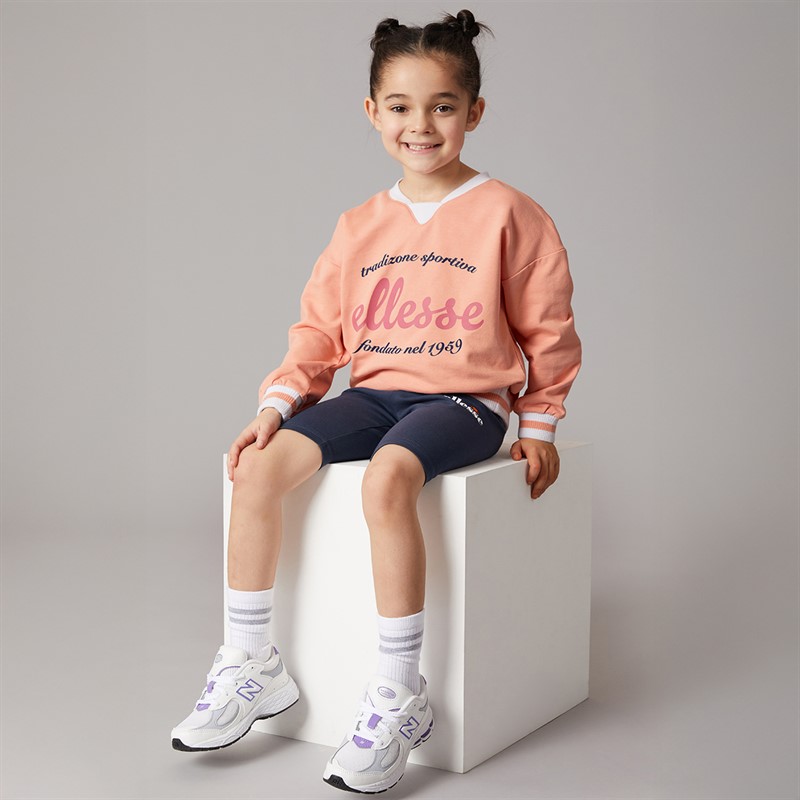 Ellesse Girls Livia Sweatshirt And Shorts Set Pink 814