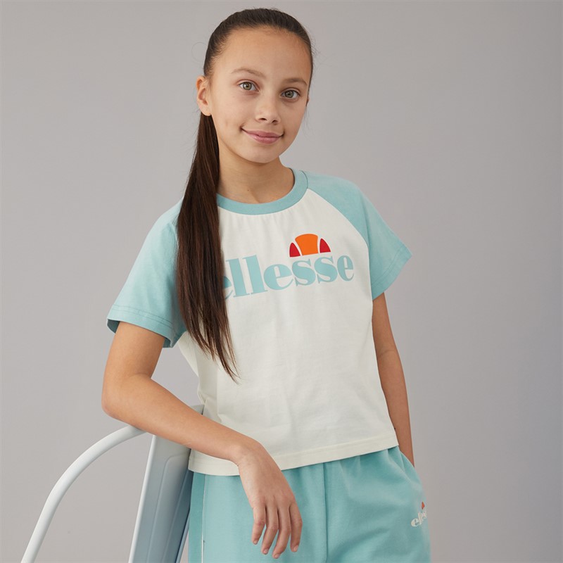 Ellesse Junior Girls Fiorella Logo T-Shirt And Track Pants Set Light Green 511