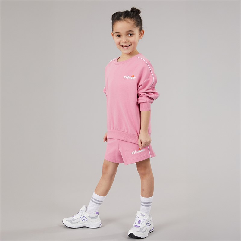 Ellesse Girls Chiara Sweatshirt And Shorts Set Pink 814