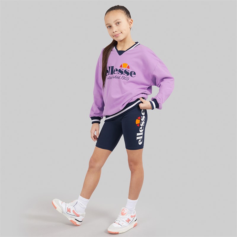 Ellesse Junior Girls Marcella Logo Sweatshirt And Shorts Set Light Purple 302